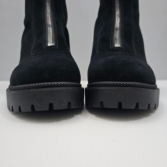 NEW Paige Brianne Ankle Boot Womens 9.5 Black Suede Platform Lug Sole Heeled - Picture 7 of 14